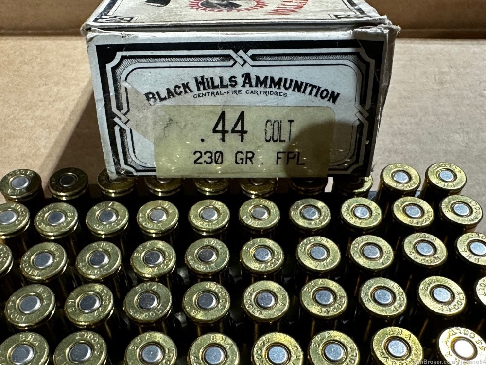 50 rounds of Black Hills Ammunition 44 Colt 230 grain FPL brass cased ammo-img-2