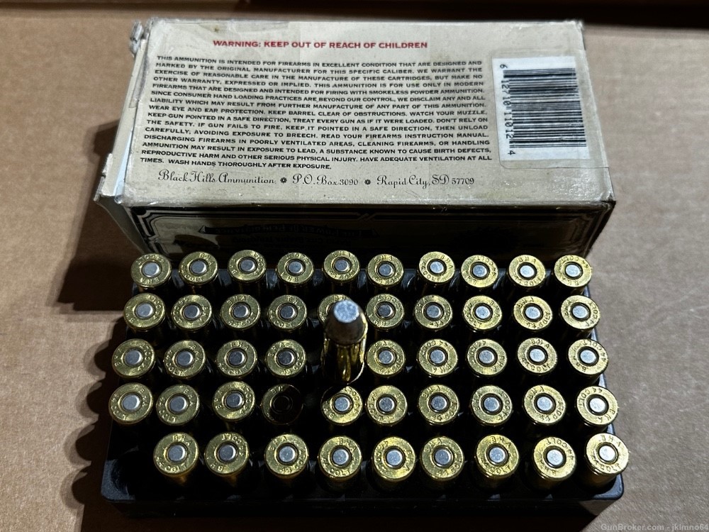 50 rounds of Black Hills Ammunition 44 Colt 230 grain FPL brass cased ammo-img-6