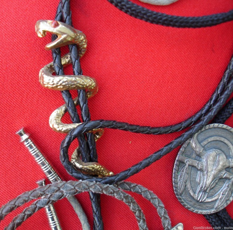 Lot Of FIVE Bolo Ties, Snakeskin, Stones, Gold, Etc. SA-img-2