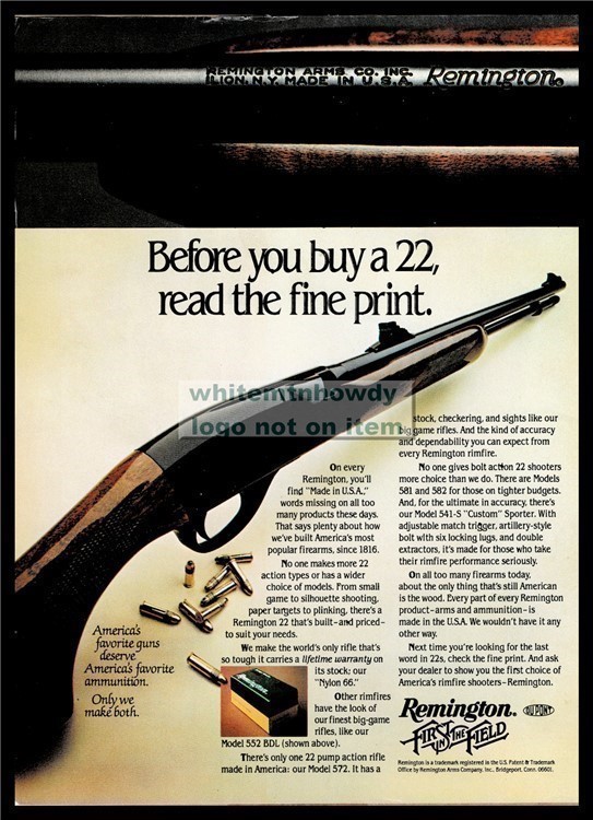 1983 REMINGTON 552 BDL .22 Rifle Vintage PRINT AD Original Gun Advertising-img-0