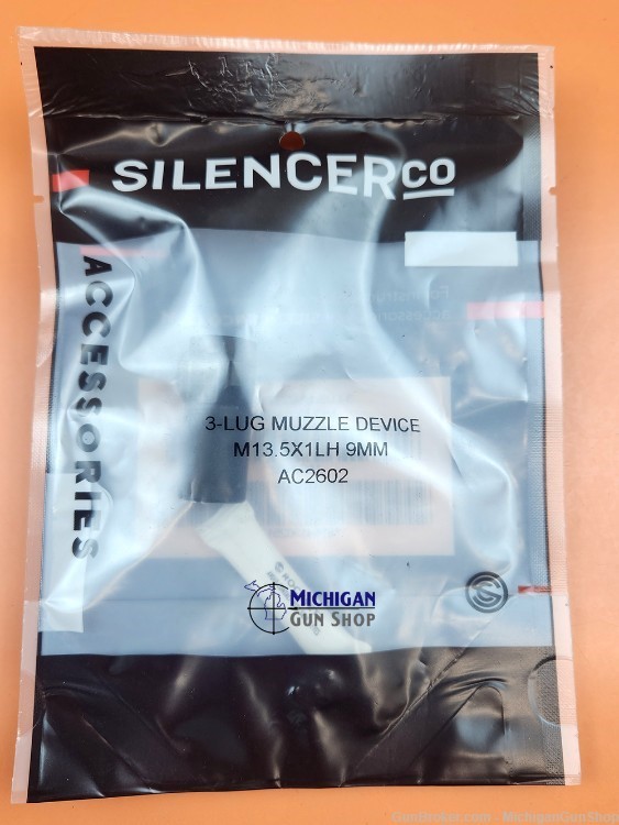 SilencerCo AC2602: 3-Lug Muzzle Device, 9MM Luger, M13.5x1 LH-img-0