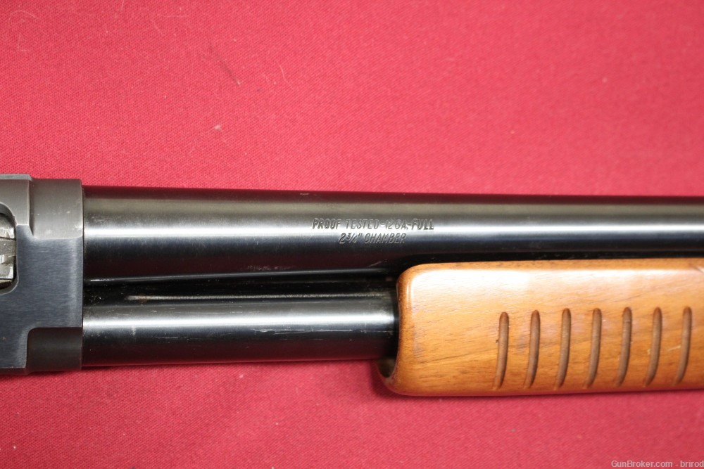 JC Higgins M20 12ga Pump Shotgun - 28" Barrel, Blued W/Wood Stocks - NICE!-img-5