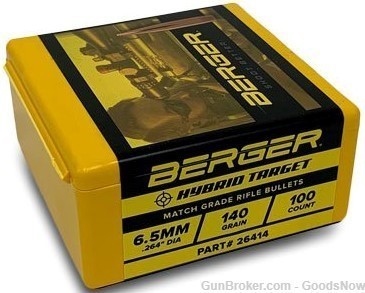 Berger 6.5 mm .264 140 gr Hybrid Target Berger 140 Target Hybrid 6.5 100pcs-img-0