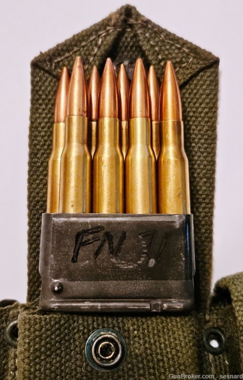 Post WW-II (Circa 1955) Garand belt 10 clips w/80 rounds of 30.06 '71 FN HS-img-6