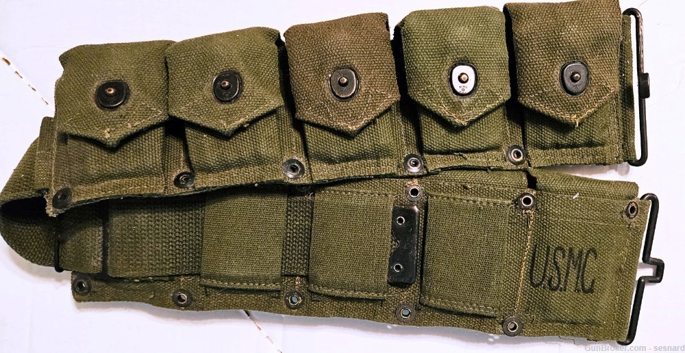 Post WW-II (Circa 1955) Garand belt 10 clips w/80 rounds of 30.06 '71 FN HS-img-0