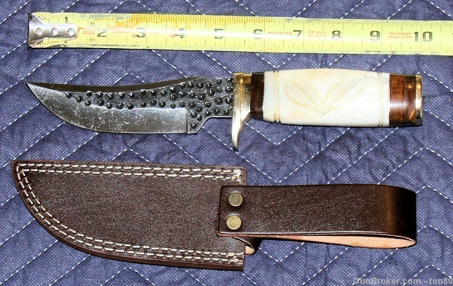 HUNTING KNIFE CARBON STEEL SCRIMSHAW CAMEL SPO41-img-1