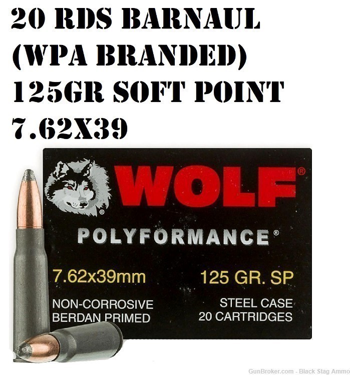 20 rds Barnaul (wpa branded) 7.62x39 soft point SP 125gr 762x39 hunting-img-0