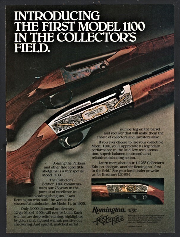 1980 REMINGTON 1100 Collector's Edition PRINT AD-img-0