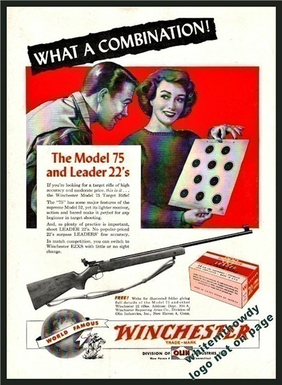 1950 WINCHESTER Model 75 .22 Target Rifle PRINT AD-img-0