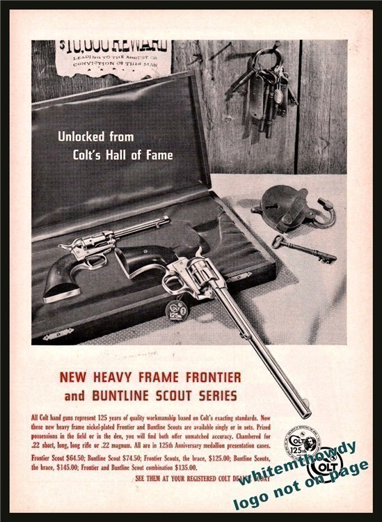 1961 COLT Frontier & Buntline Scout Revolver Print AD Gun Advertising-img-0