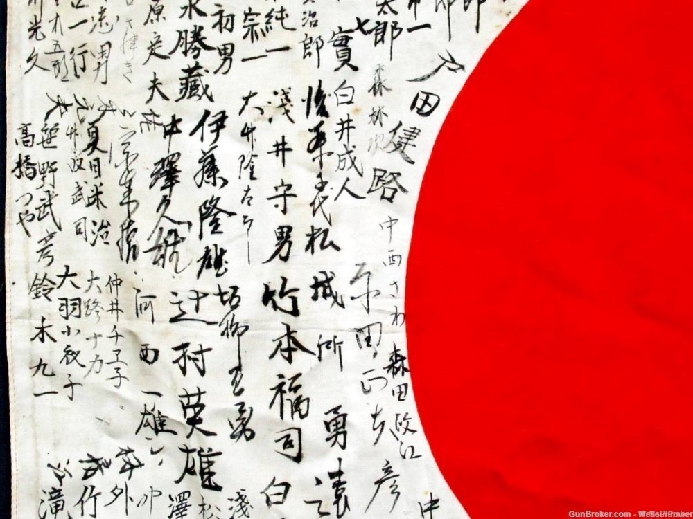 JAPANESE WWII YOSEGAKI HINOMARU GOOD LUCK WAR FLAG (RARE)-img-4