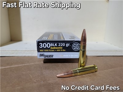 Sig Sauer 300 blackout 220 gr. Subsonic 300 blk (20 round box) No C.C. Fee