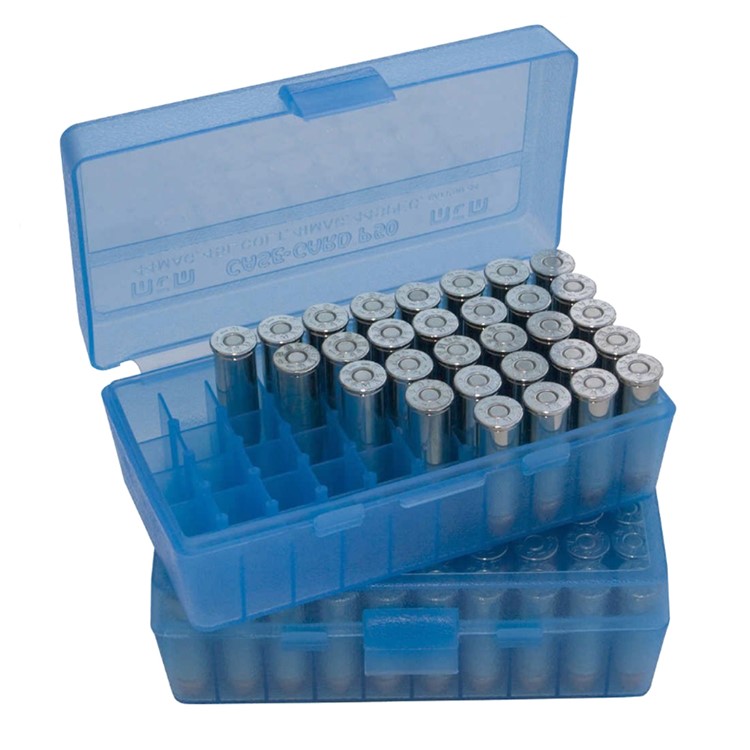 MTM CASE-GARD P-50 Series 50rd Clear Blued Med Handgun Ammo Box (P503824)-img-2