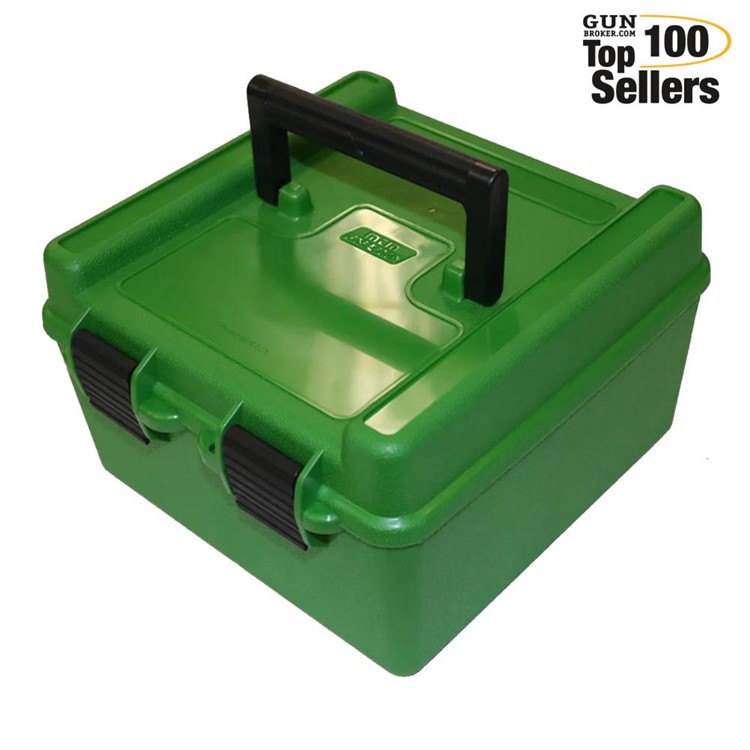 MTM Deluxe Handle 22-250 to 458 Win 100rd Green Ammo Box (R-100-10)-img-0