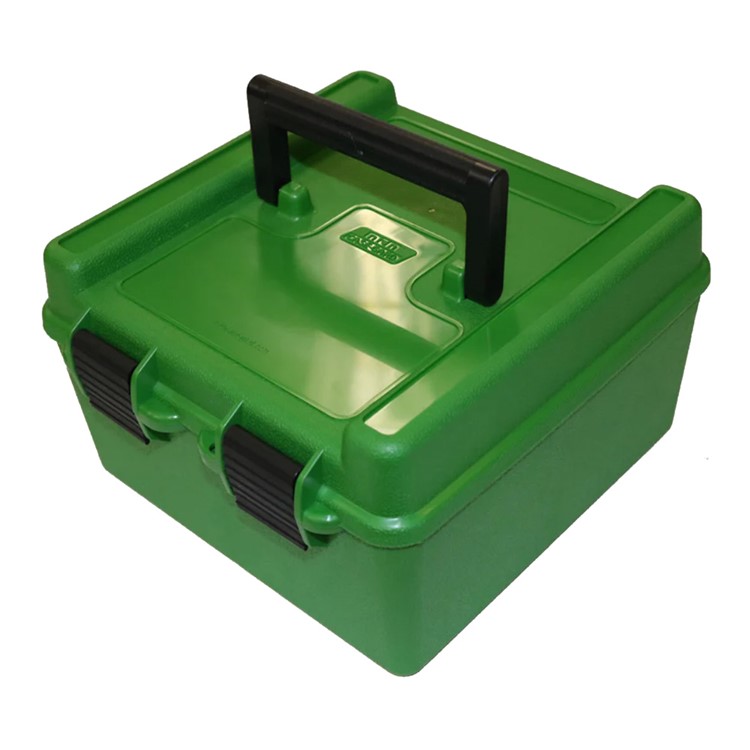 MTM Deluxe Handle 22-250 to 458 Win 100rd Green Ammo Box (R-100-10)-img-1