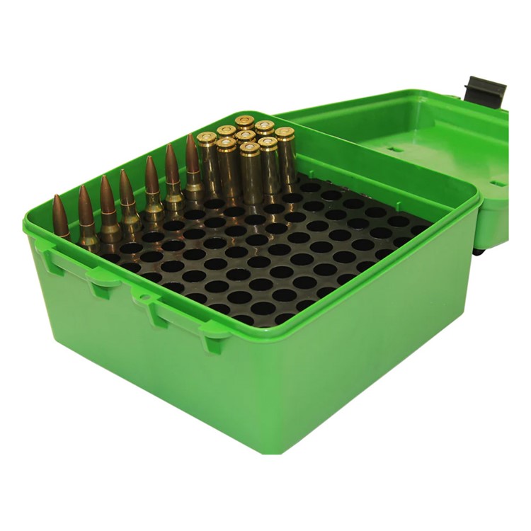 MTM Deluxe Handle 22-250 to 458 Win 100rd Green Ammo Box (R-100-10)-img-2