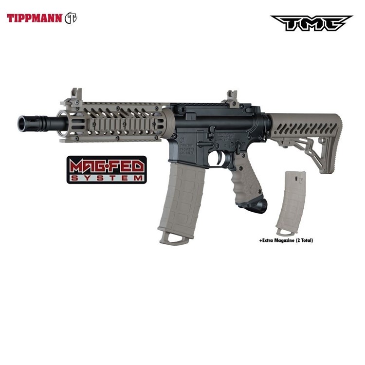 TIPPMANN TMC M4 Carbine MagFed Black/Tan Paintball Marker (16400)-img-1