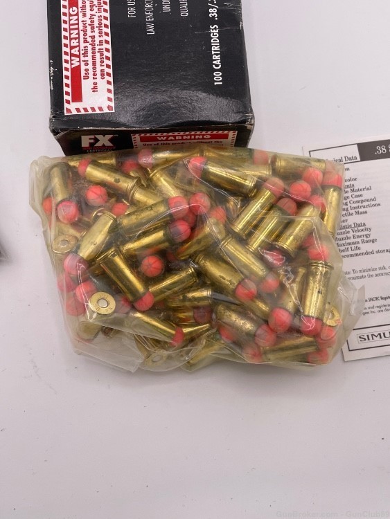 Rare 100 round box red 38/357magnum fx FOF simunitions training ammunition-img-13