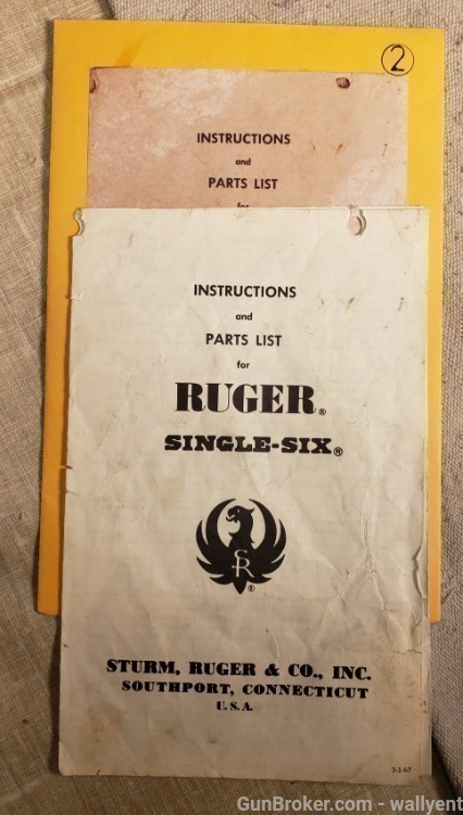 Ruger Single-Six Manual 3-1-67 Instructions Revolver 1967 Pistol-img-0