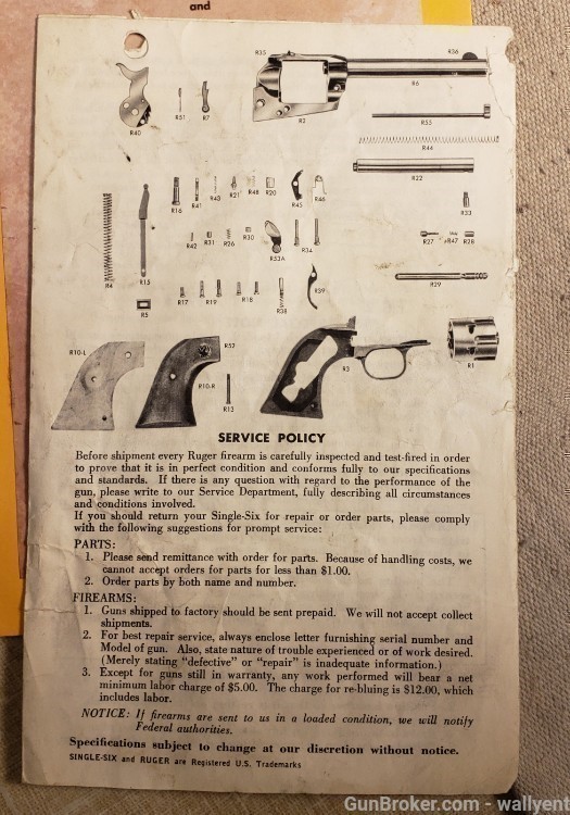 Ruger Single-Six Manual 3-1-67 Instructions Revolver 1967 Pistol-img-3