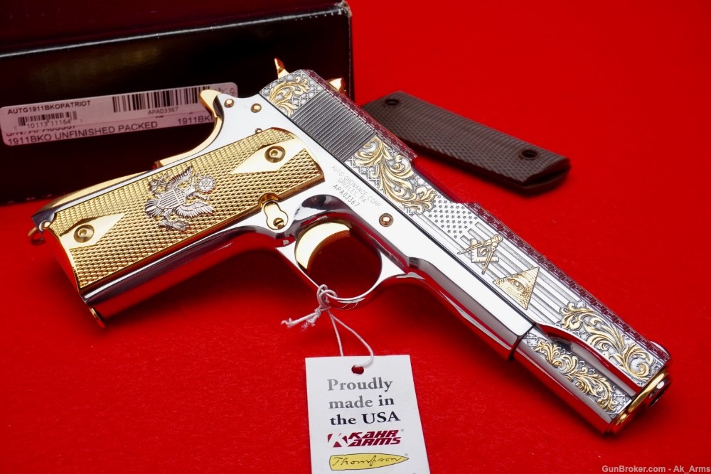 NIB Auto Ordnance 1911A1 Patriot .45ACP BSTS/Gold *FACTORY ENGRAVED*-img-4