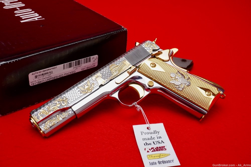 NIB Auto Ordnance 1911A1 Patriot .45ACP BSTS/Gold *FACTORY ENGRAVED*-img-0