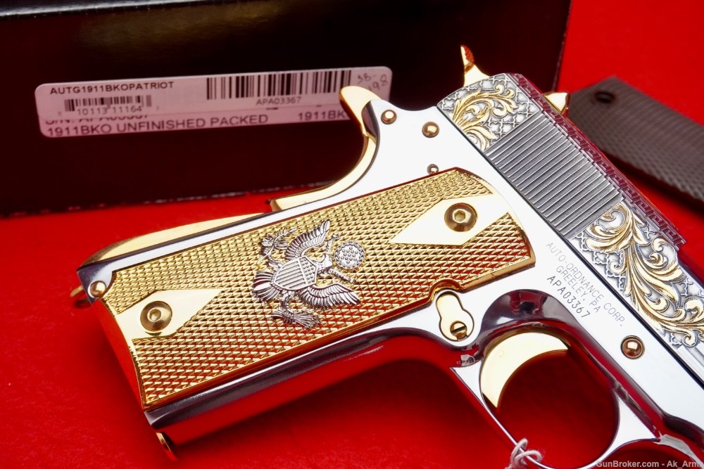 NIB Auto Ordnance 1911A1 Patriot .45ACP BSTS/Gold *FACTORY ENGRAVED*-img-7