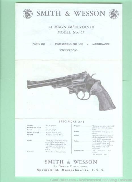 Smith & Wesson Model 57 .41 Magnum Manual Repro-img-0