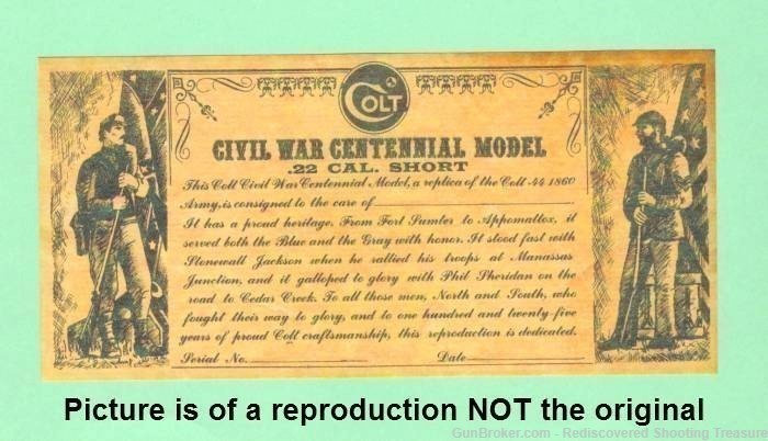 Colt Civil War Centennial Model Certificate Repro-img-0