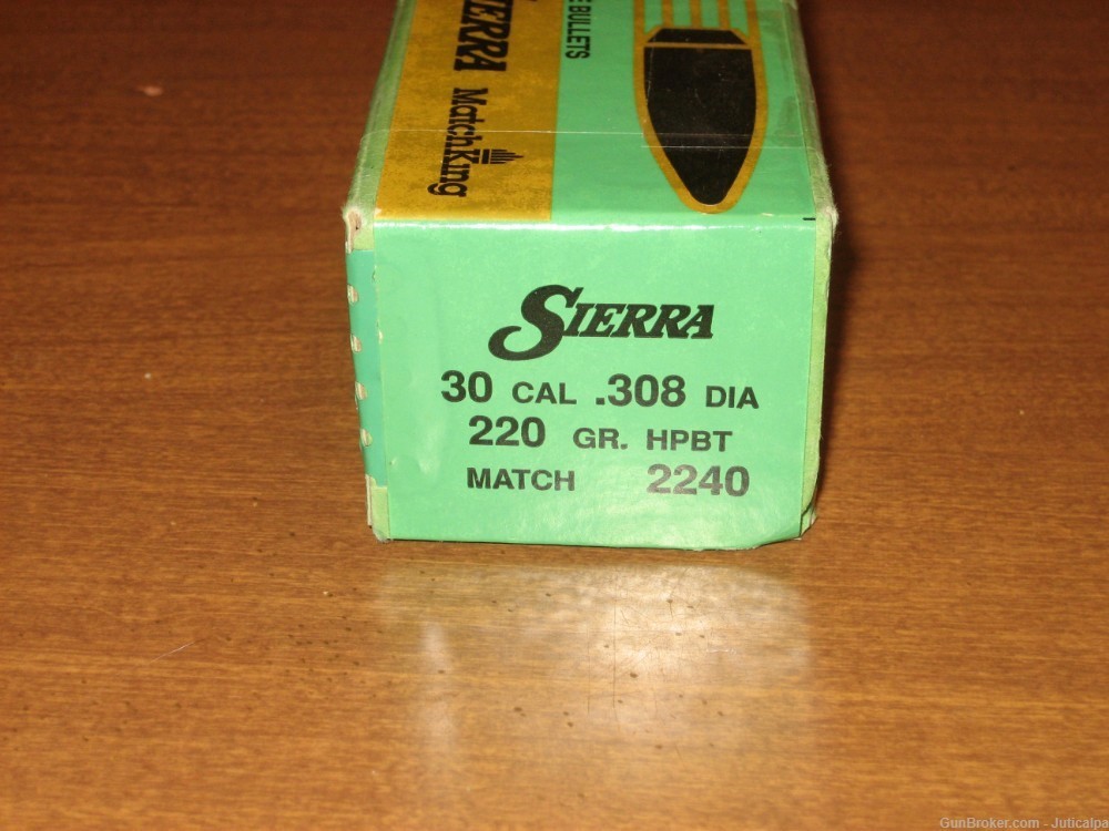 Sierra Matchking .30 (.308”) 220 Grain HPBT Bullets -img-0