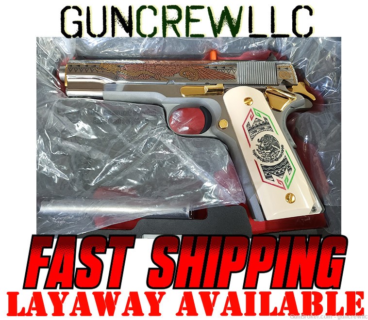 Colt TALO Bandera Mexico Flag Gold Copper Stainless SS 1911 38Super Layaway-img-0