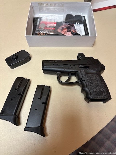 SCCY CPX-2 9mm Pistol with Black Frame and Red Dot, 2-10 rd mags, new, NR-img-0