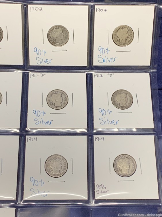 Silver Barber Dimes - 14 coins -img-7