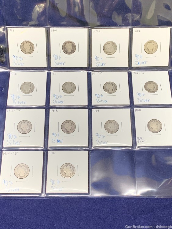 Silver Barber Dimes - 14 coins -img-0