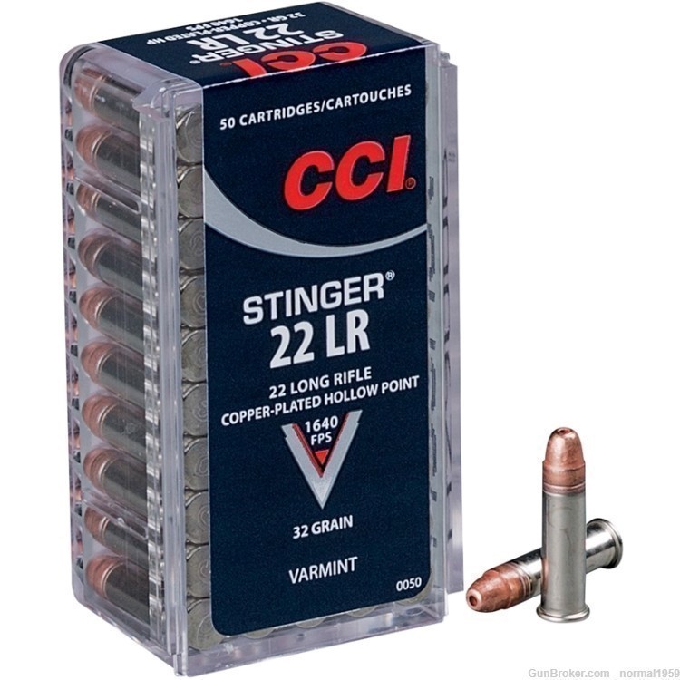 CCI Stinger 22 Long Rifle Ammo 32 Grain Copper Plated Hollow Point 500 -img-0