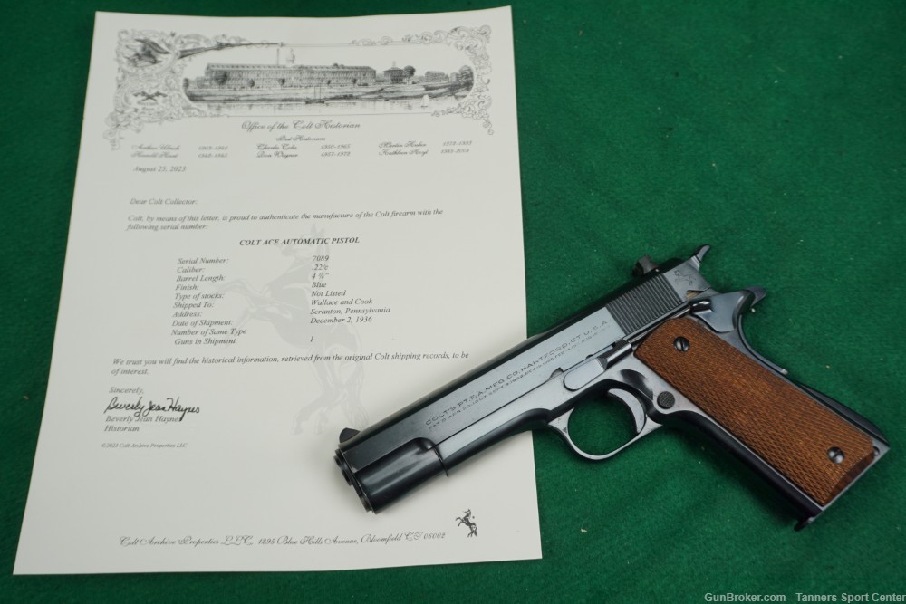 Excellent Pre-War 1936 Factory Colt 1911 1911A1 Ace 22 22lr 4.75" w/ Letter-img-0