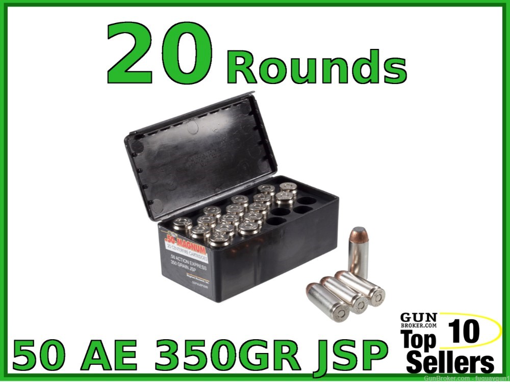 Magnum Research 50 Action Express 350gr JSP Ammo 50AE Ammo-img-0