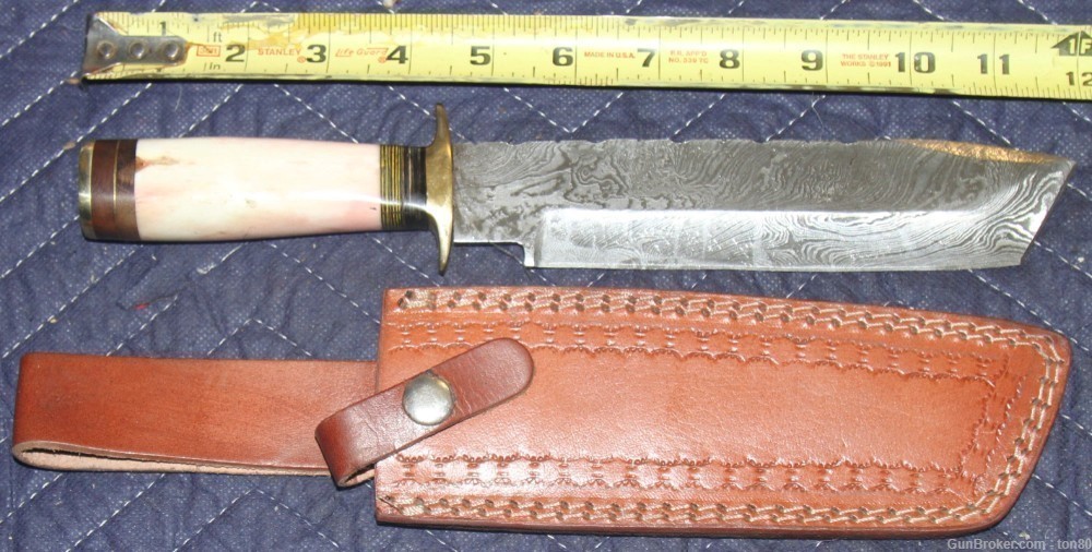 HANDMADE DAMASCUS STEEL TANTO KNIFE 12 INCH BONE 7016-img-0