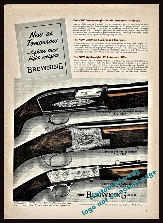 1956 BROWNING Lightning Superposed & Double Automatic Shotgun & Rifle PRIAD-img-0