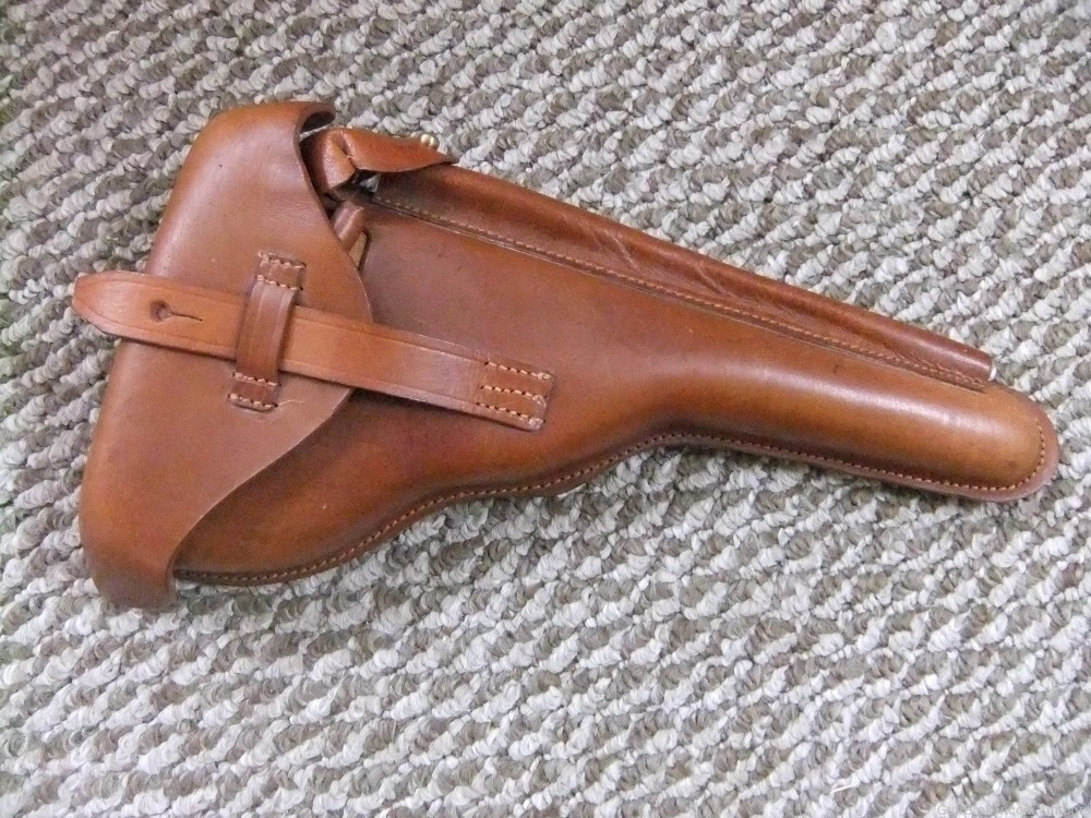WW1 Luger 8 inch Leather Artillery Holster Excellent Copy  -img-0