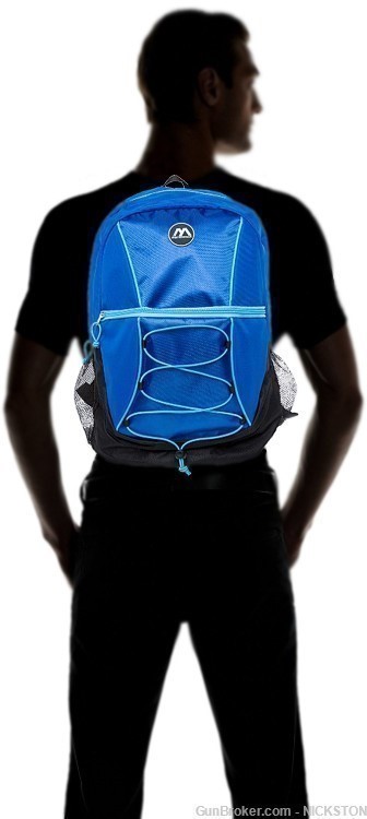 Black and Blue Ripcord Lightweight Accessories Backpack Shoulder Book Bag -img-2