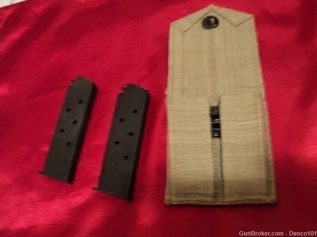 2 COLT 1911 GI TYPE MAGZINES WITH POUCH -img-0