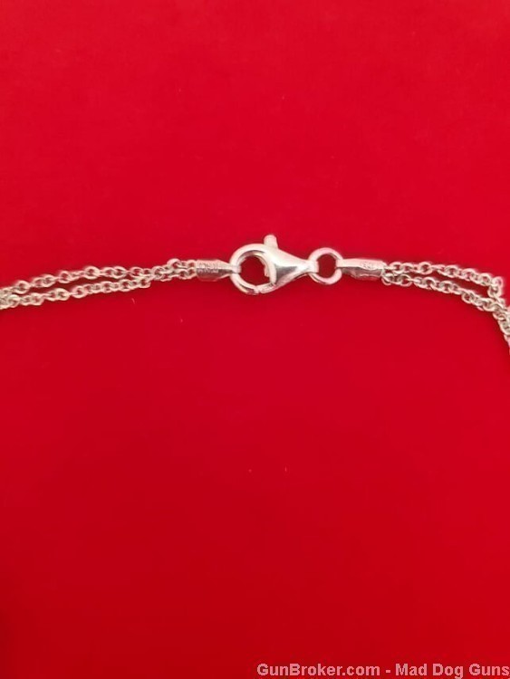 925 Sterling Silver Double Chains & Beads Necklace. 18"Long.  S55.*REDUCED*-img-2
