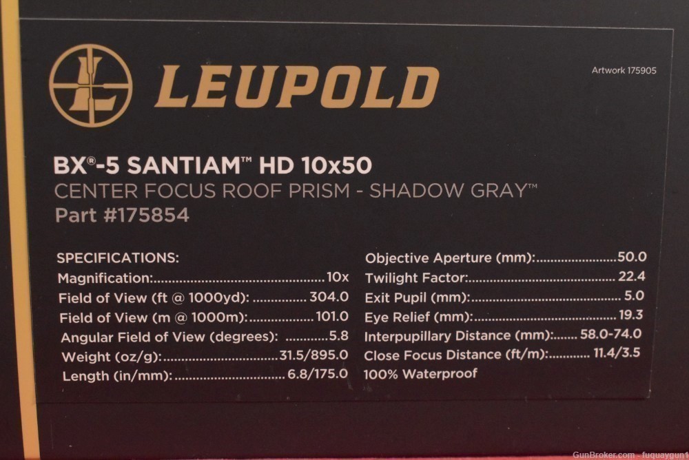 Leupold BX-5 Santiam HD 10x50mm BX5 Binoculars 175854 -img-8