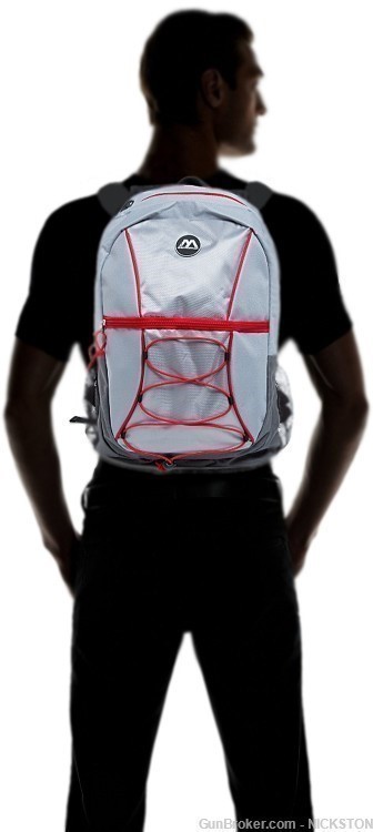 Light Grey with Red Ripcord Unisex Accessories Backpack Shoulder Book Bag -img-3