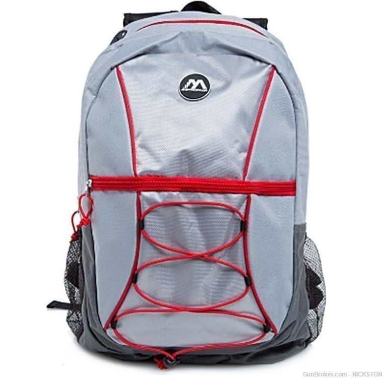 Light Grey with Red Ripcord Unisex Accessories Backpack Shoulder Book Bag -img-0