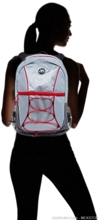 Light Grey with Red Ripcord Unisex Accessories Backpack Shoulder Book Bag -img-2