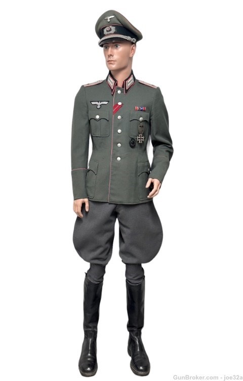 WW2 German Panzer OFFICER NAMED SET Uniform Visor tunic WWII trousers pants-img-2