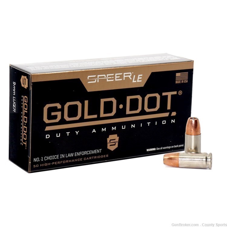 Speer 9mm 124Gr GDHP Gold Dot LE 53618 250 Rounds New-img-0