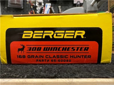 Berger 308 Classic Hunter 168gr Matchgrade 240 rds